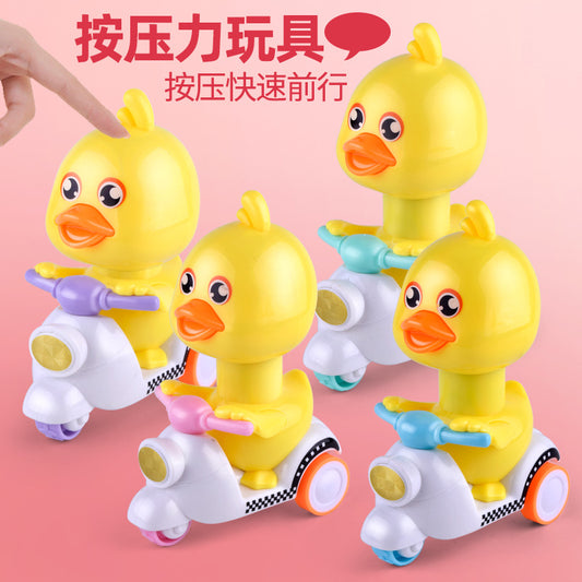 Press the little yellow duck cartoon inertia car motorcycle return car children's popular toy