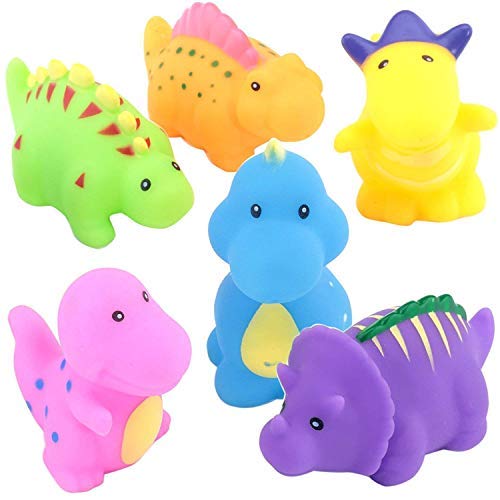 heya Bath Toys, 6-Pack Little Dinosaur Squirts Fun Bath Toys for Kids, Assorted Colors