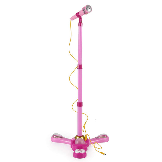 Kids Karaoke Pink Stand Up Microphone Toy Play Set w/ Built In MP3 Jack