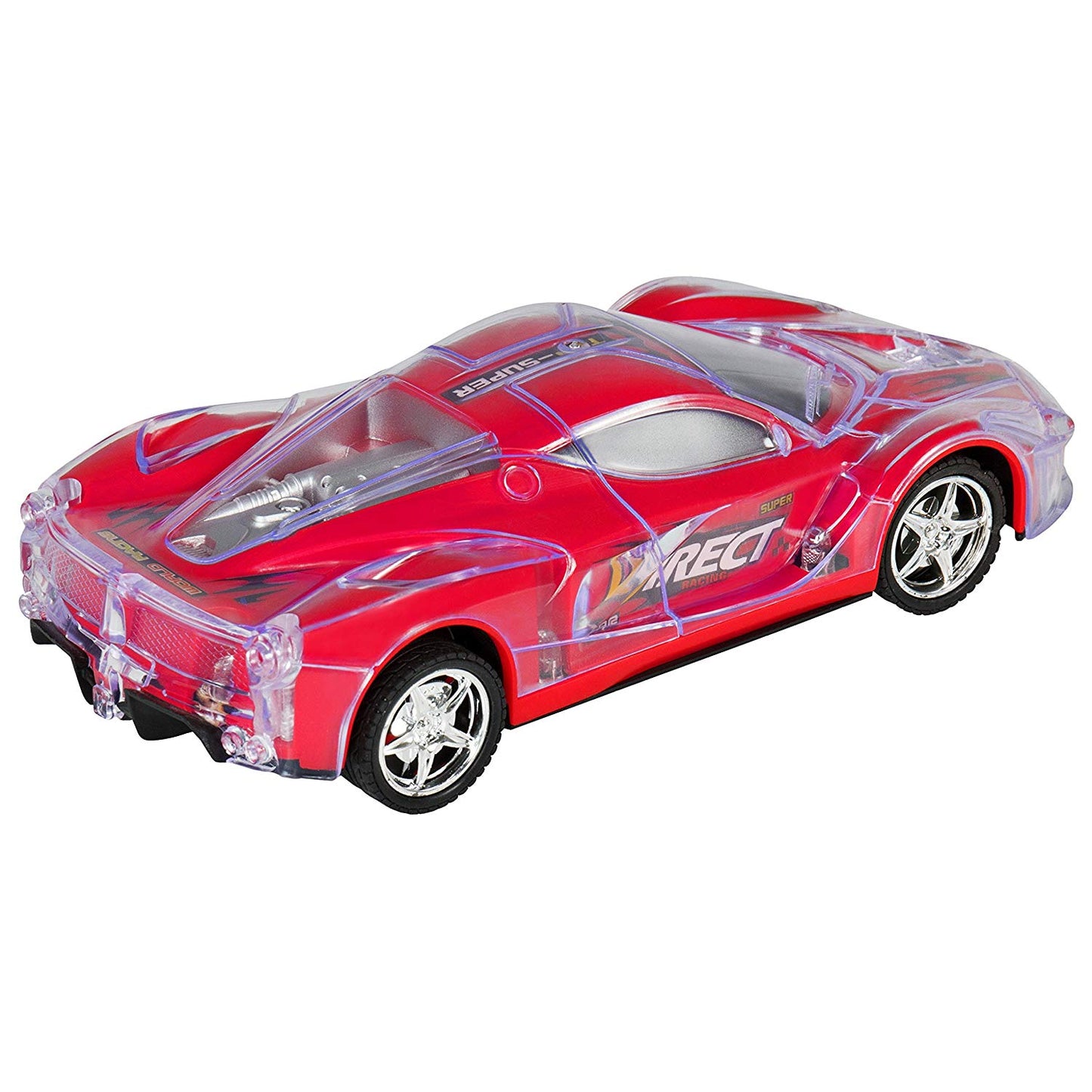 Toy 27Mhz Remote Control Light Up RC Racing Car w/ Flashing LED Lights- Red