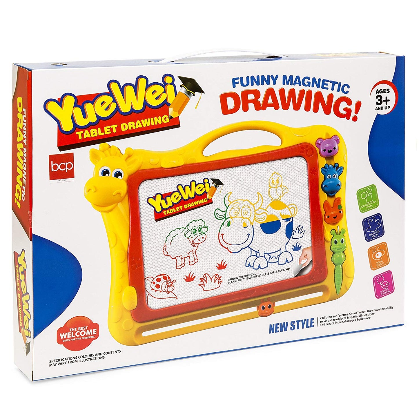 Magnetic Colorful Writing Board w/ Pencil, Eraser, and Learn-Along Buttons & Speakers - Yellow